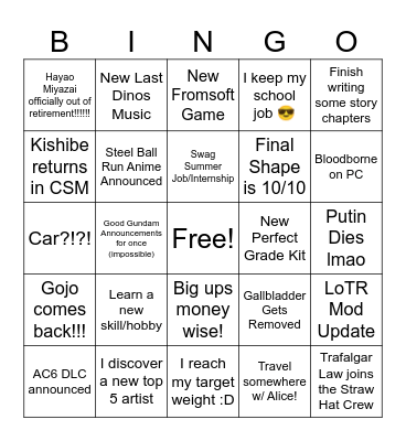 2024 Bingo Card Bingo Card