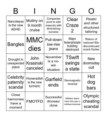 Please God No More 2024 Bingo Card