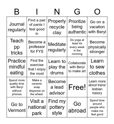 2024 Goals Bingo Card