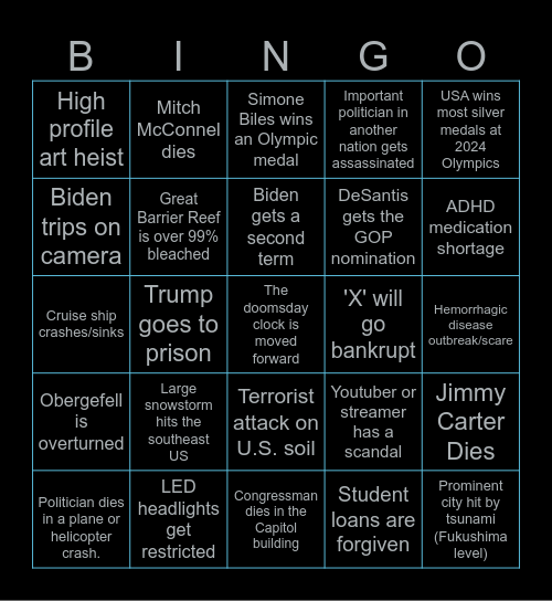 2024 Bingo Card