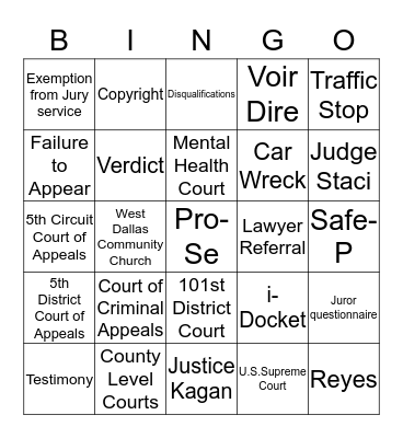 Citizens' Civil Academy- Spring 2016 Bingo Card