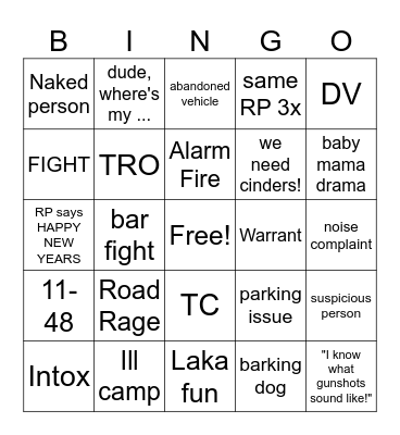 DISPATCH NYE Bingo Card