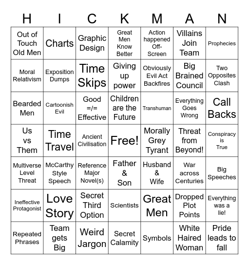 Hickman Bingo Card