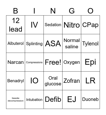 Skills bingo Card