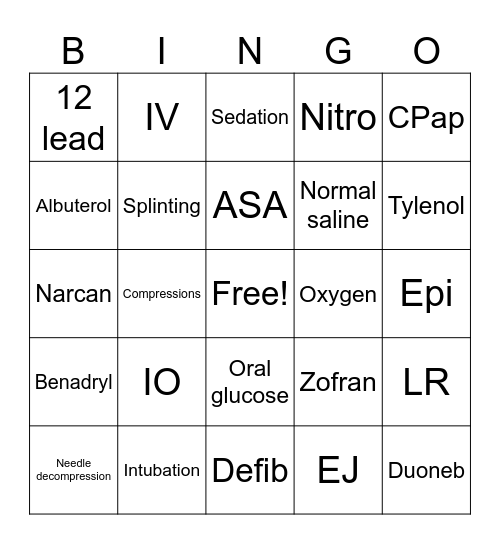 Skills bingo Card
