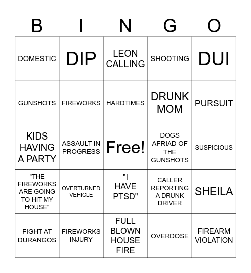 NYE Bingo Card