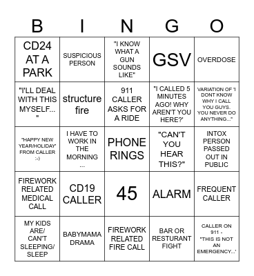 MAUI 911 NEW YEAR'S EVE BINGO Card
