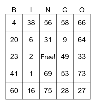 LSG Bingle Card Bingo Card