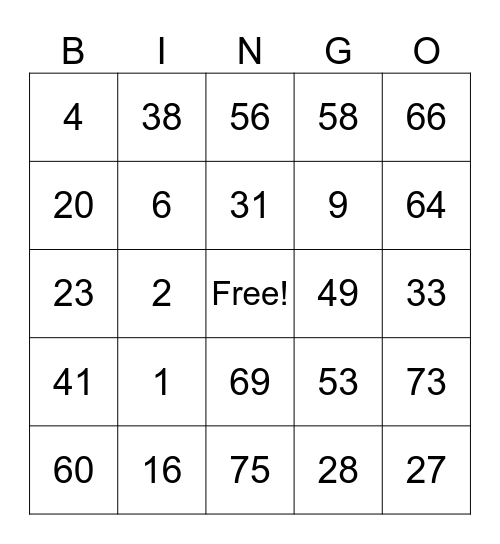 LSG Bingle Card Bingo Card