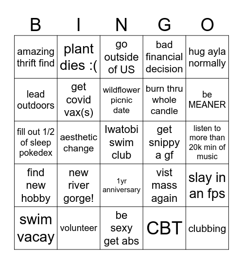 new years 2024 bingo! Bingo Card