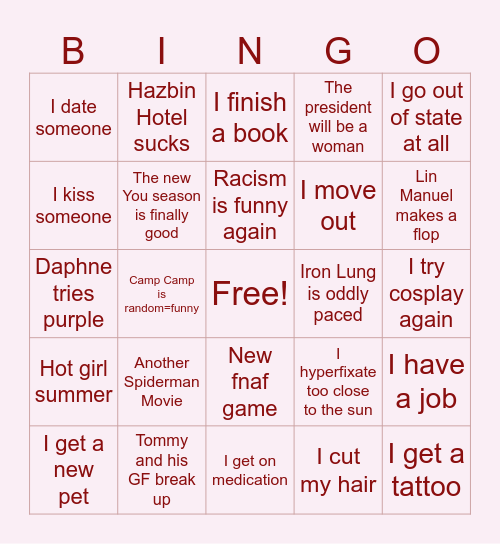 2024 Bingo Guesses Bingo Card
