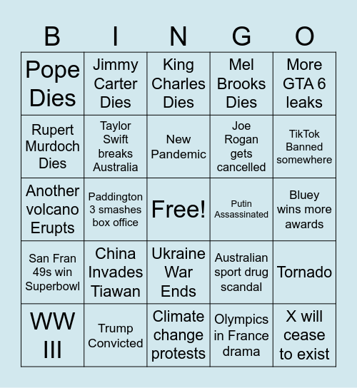 2024 Bingo Card