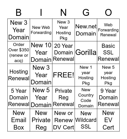 Product Bingo!!!! Bingo Card