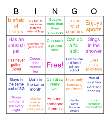 Getting to Know You :) Bingo Card