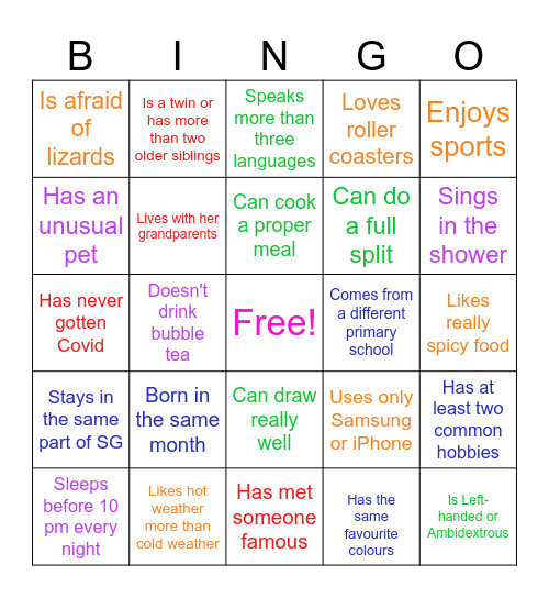 Getting to Know You :) Bingo Card