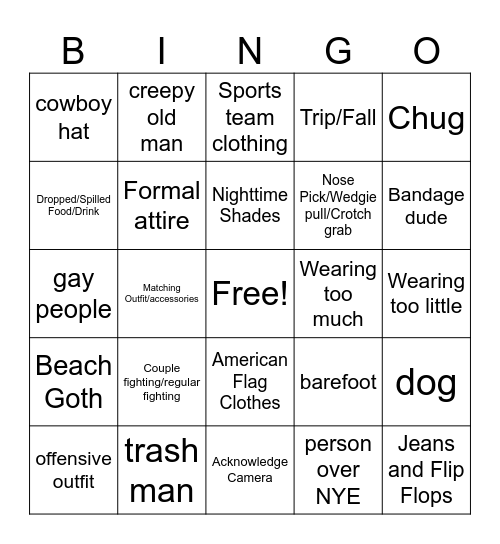 Key West Bingo Card