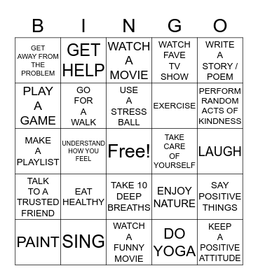 COPING     SKILLS  Bingo Card