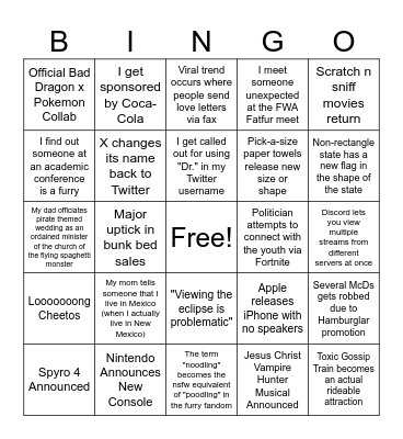 2024 Predictions Bingo Card