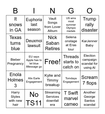 Jen’s 2024 Bingo Card Bingo Card