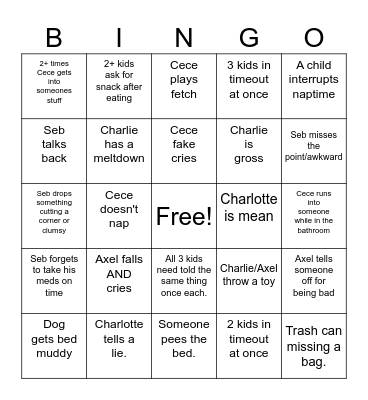 Daily Issues Bingo Card