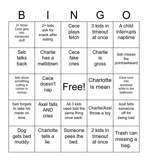 Daily Issues Bingo Card