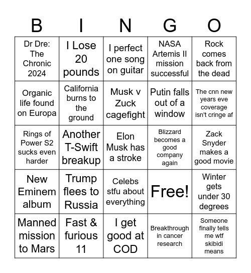 Bingo Bongo Bingo Card