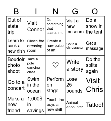 2024 Goals Bingo Card