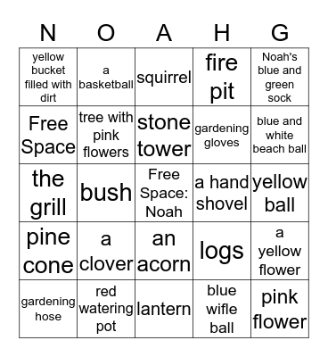 Noah's Birthday Bingo! Bingo Card