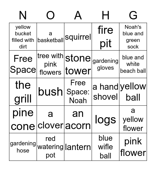 Noah's Birthday Bingo! Bingo Card