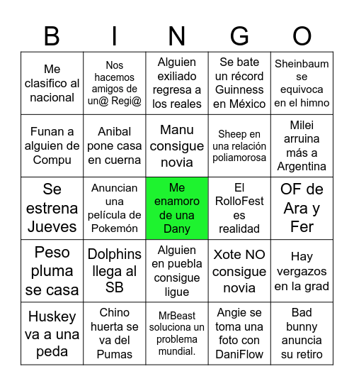 New Year 2024 Bingo Card