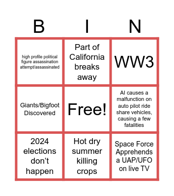 Wild 2024 Events Bingo Card