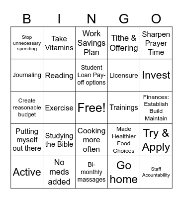 2024 Quarter 1 Bingo Card