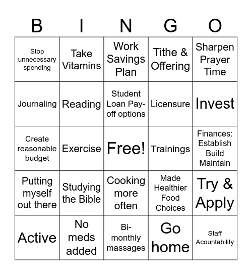 2024 Quarter 1 Bingo Card