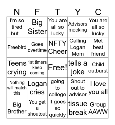 Senior Circle NFTY Bingo Card