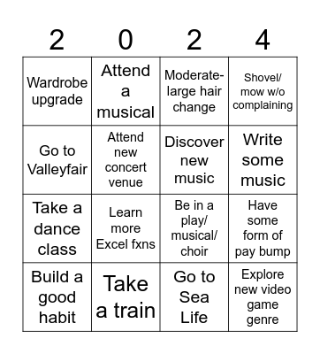 Jenna 2024 Bingo Card