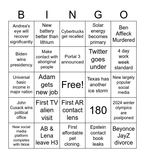 2024 Bingo Card