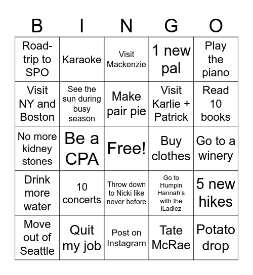 Sammy’s Slay Bingo Card