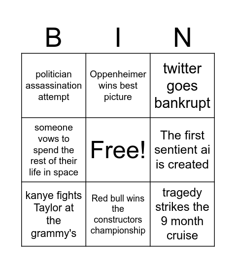 Bingo 2024 Bingo Card