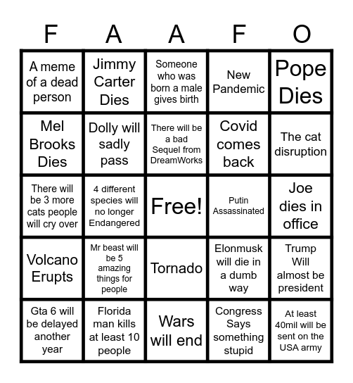 2024 Bingo Card