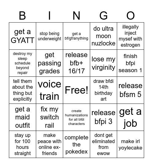 bouncys 2024 Bingo Card