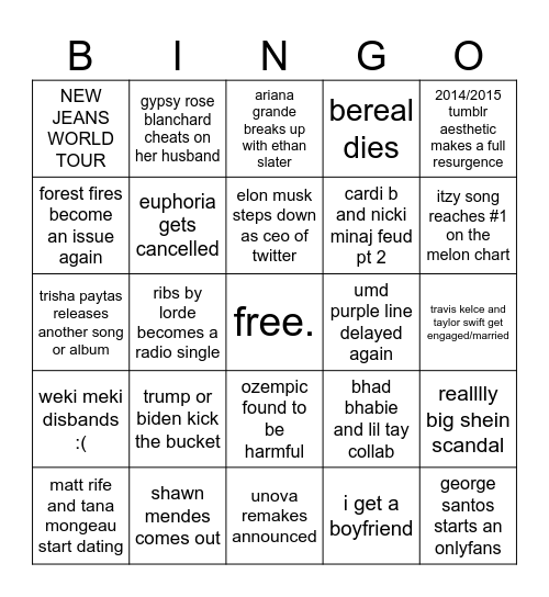 2024 bingo card Bingo Card