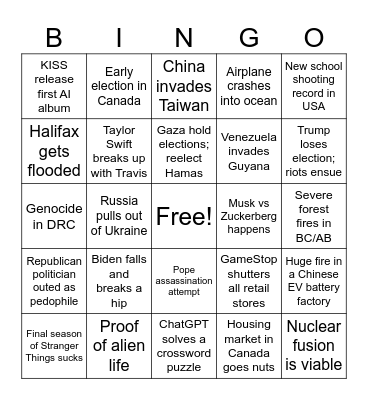 2024 Bingo (Nick Edition) Bingo Card