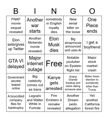2024 Bingo Sheet Bingo Card