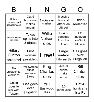 2024 Dumpster Fire Bingo Card