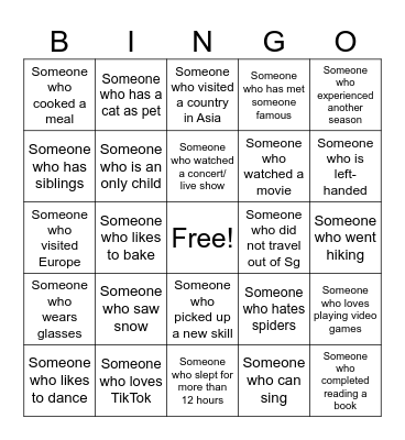 2SY Back-to-School BINGO Card