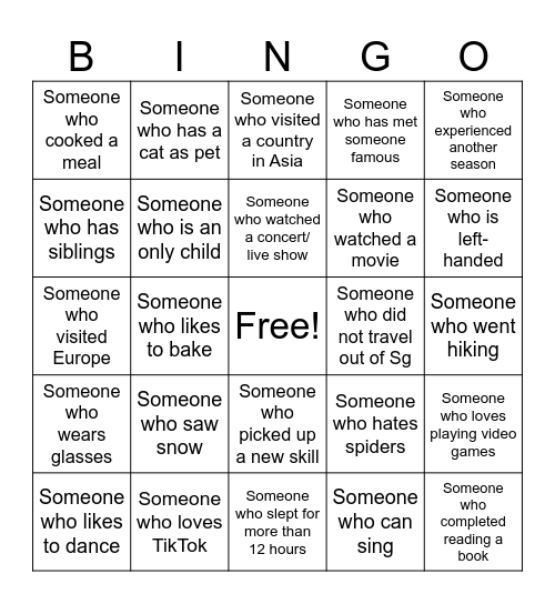 2SY Back-to-School BINGO Card