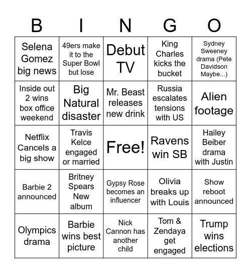 2024 Bingo Card Bingo Card