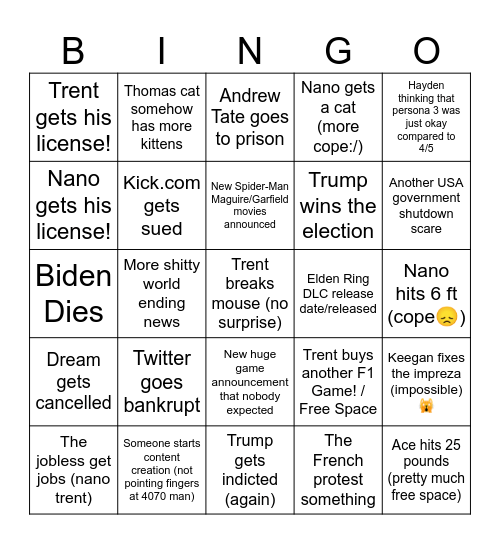 2024 Bingo! Bingo Card