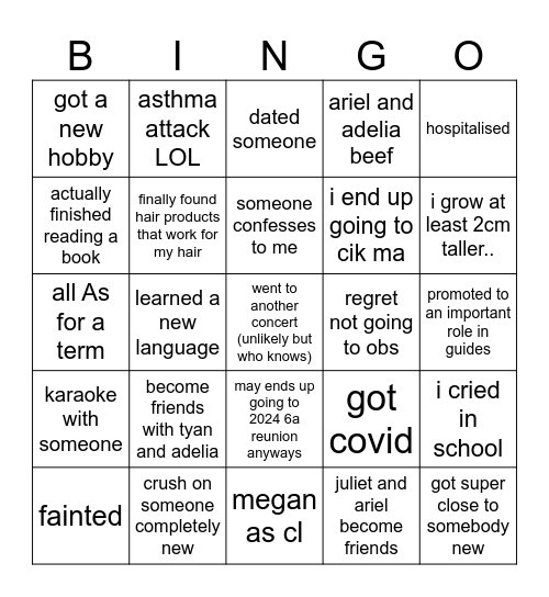 2024 irl bingo Card