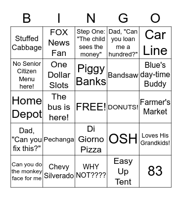 Pop Pop's Birthday Bingo! Bingo Card